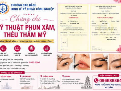 Chứng chỉ kỹ thuật phun xăm, thêu thẩm mỹ