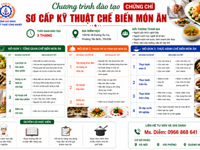 Chứng chỉ sơ cấp kỹ thuật chế biến món ăn