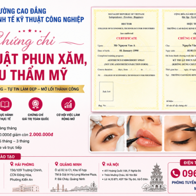 Chứng chỉ kỹ thuật phun xăm, thêu thẩm mỹ